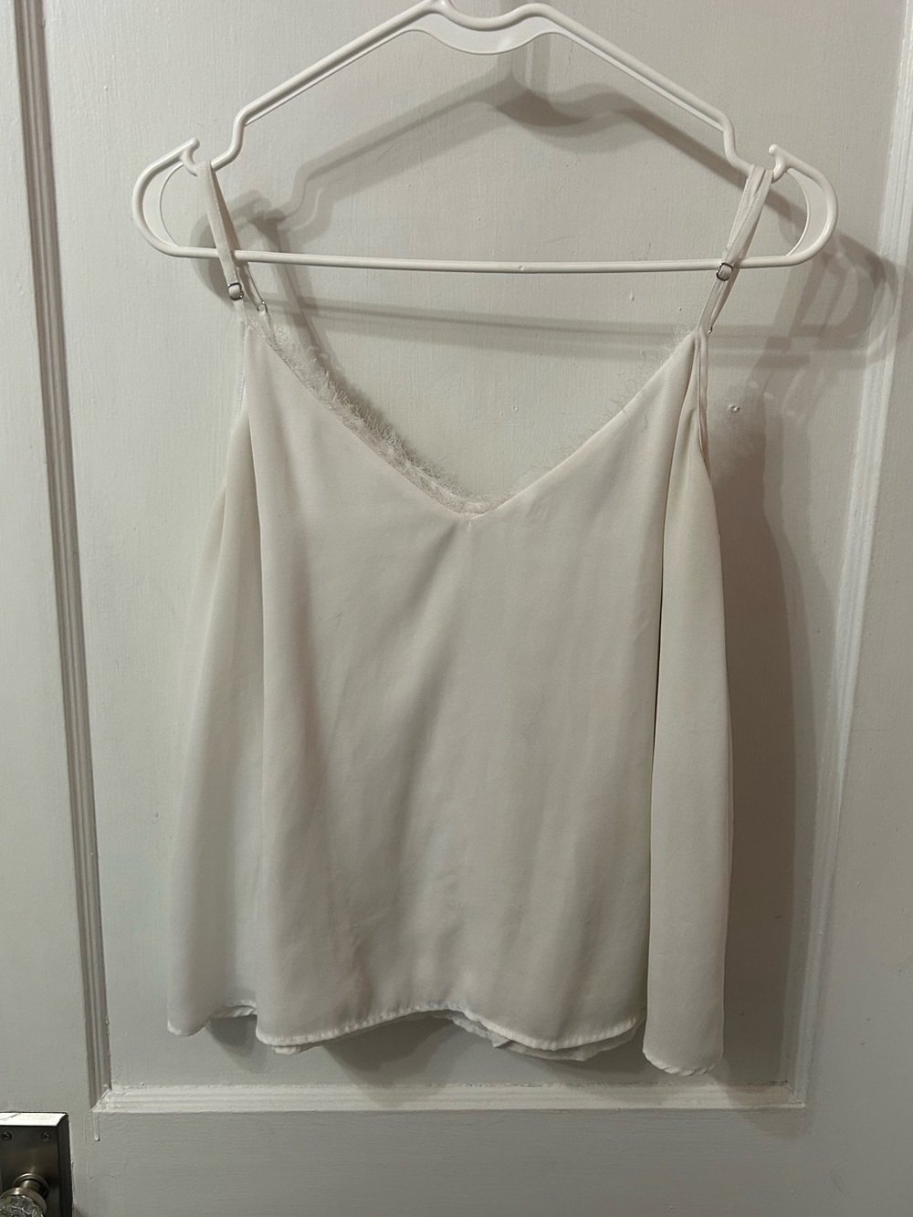 Allison Joy White Lace-Trim Adjustable Strap Cami